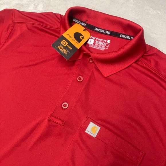 NWT Carhartt Force Polo Shirt Men S Red Relaxed Fit Poly Lightweight Performance - Picture 1 of 7